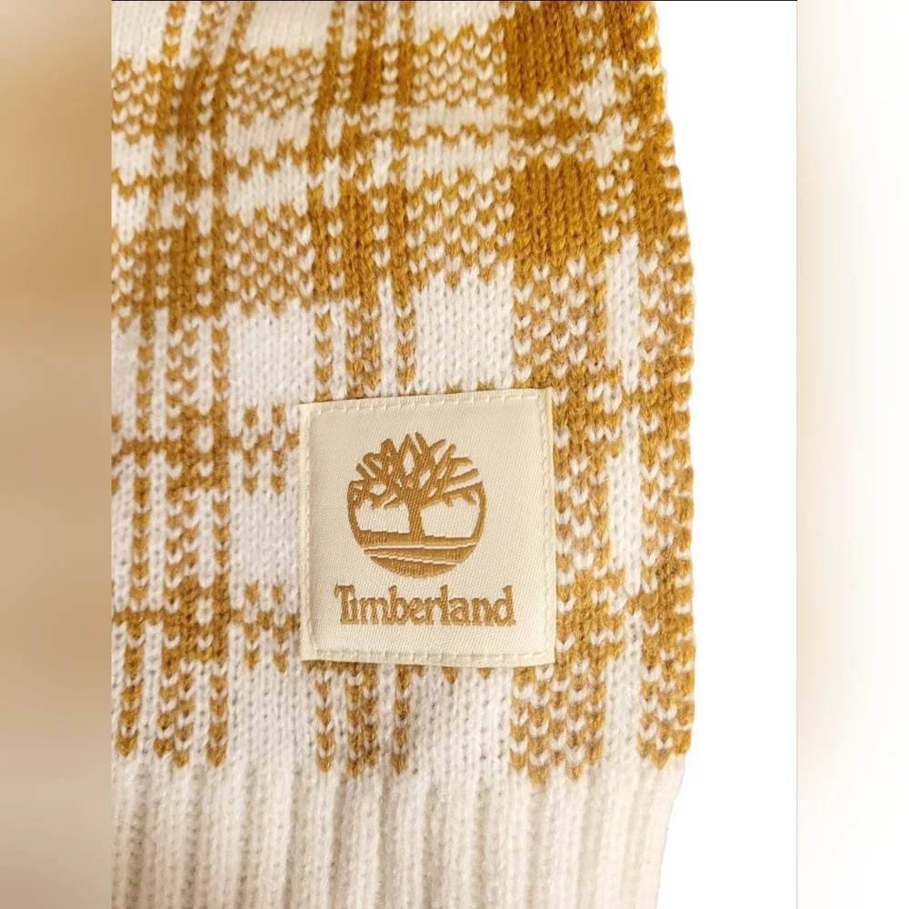 Timberland Scarf One Size Wheat Plaid NWT Tan Ivory Cream Winter Warm Soft